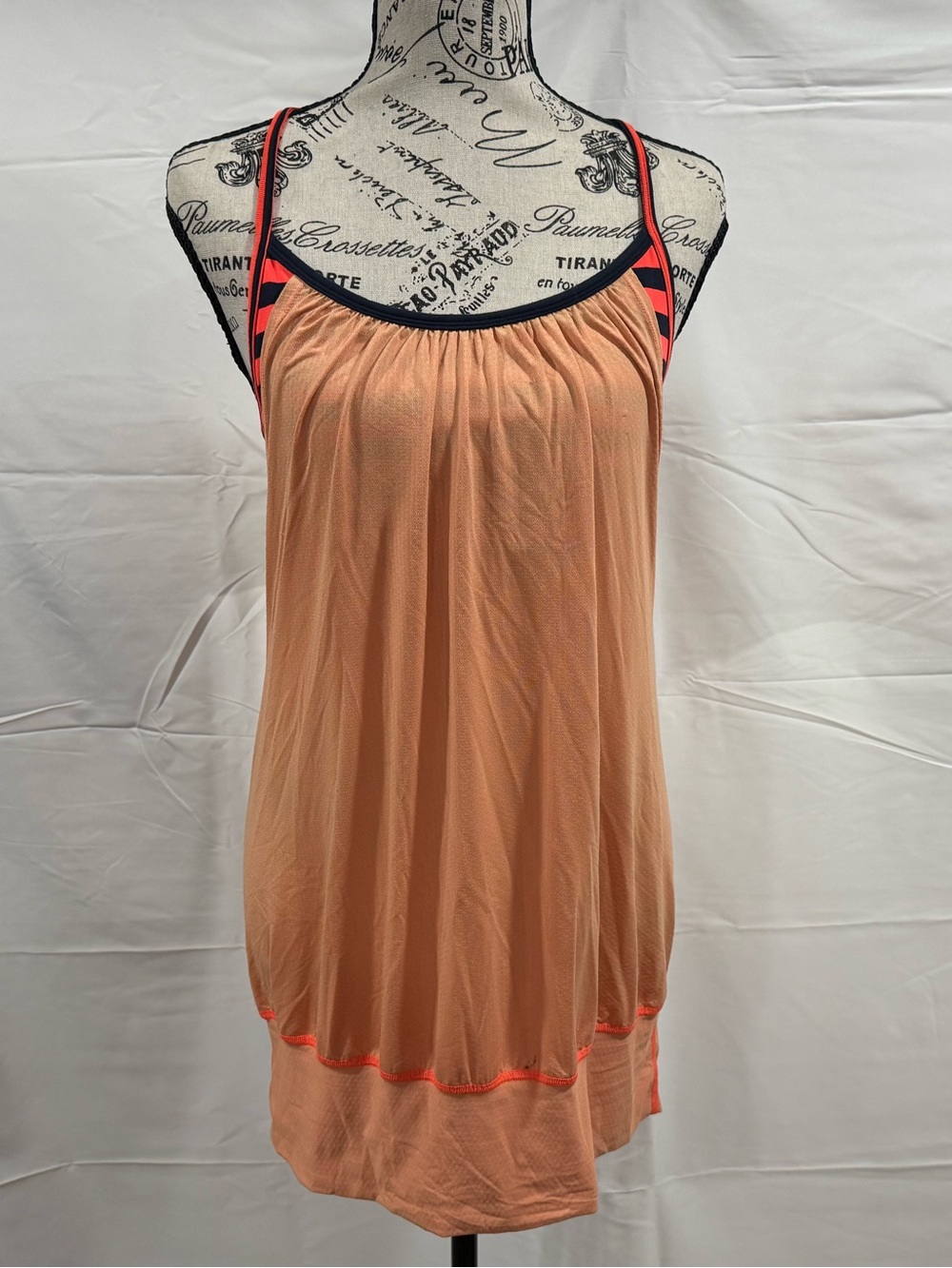 Lululemon Size 8 Peach Flowy Racerback Tank Top Built-In Bra Yoga Athletic